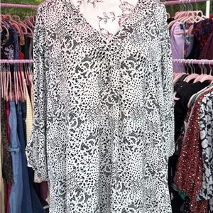 Elegant Black and White Floral Blouse